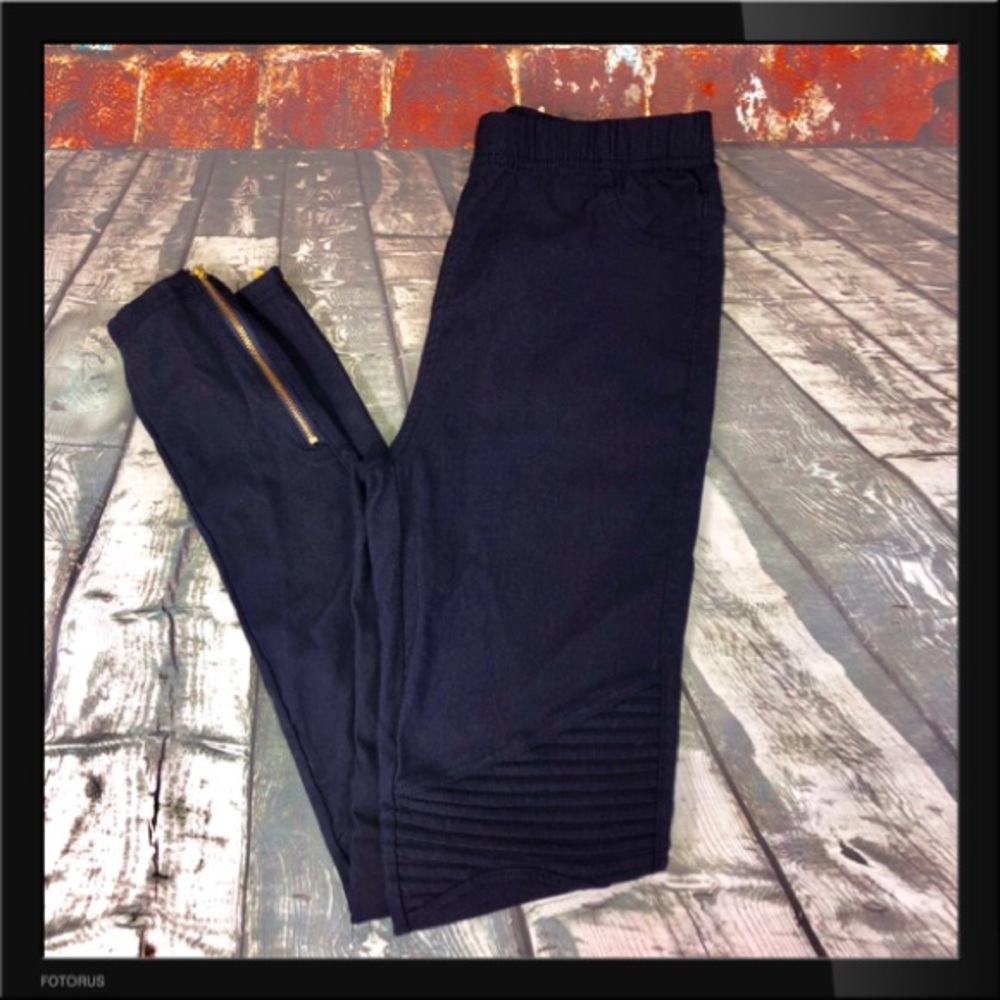 Navy Blue Moto Jeggings